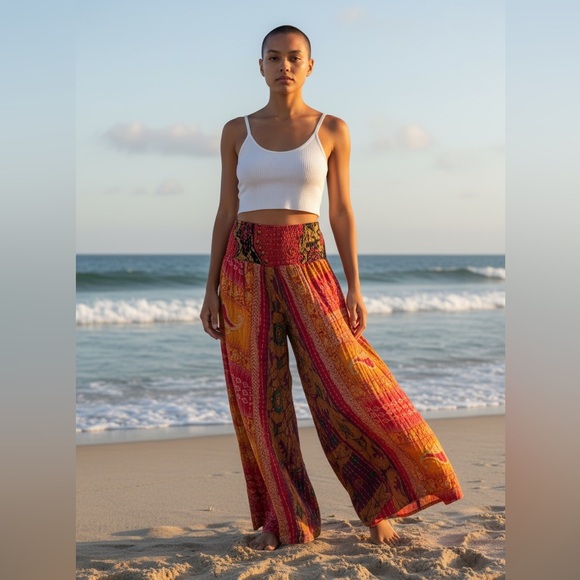 Kantha wide leg pants Pants - 123 🌸 KANTHA Super Wide legged bell pants. One size fits most. 13-18” waist.